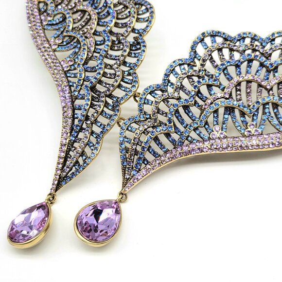 Heidi Daus Amethyst Swarovski Crystal Angel Wing Collar Statement NECKLACE ONLY - Picture 7 of 12